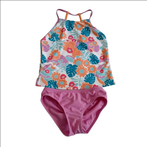 Speedo Girl's Size 8 Purple Tropical Floral Tankini Swimsuit